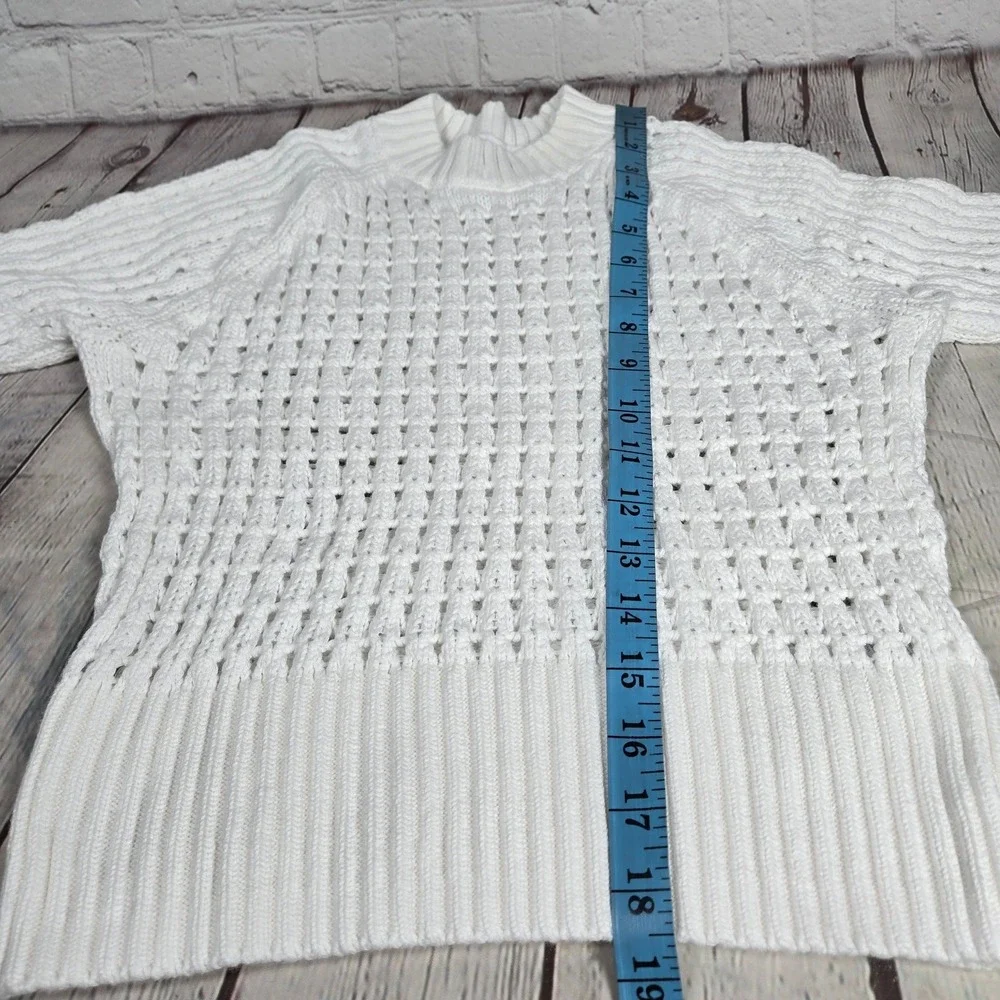 J. Crew Pointelle Crewneck Sweater in White‎ S BZ498